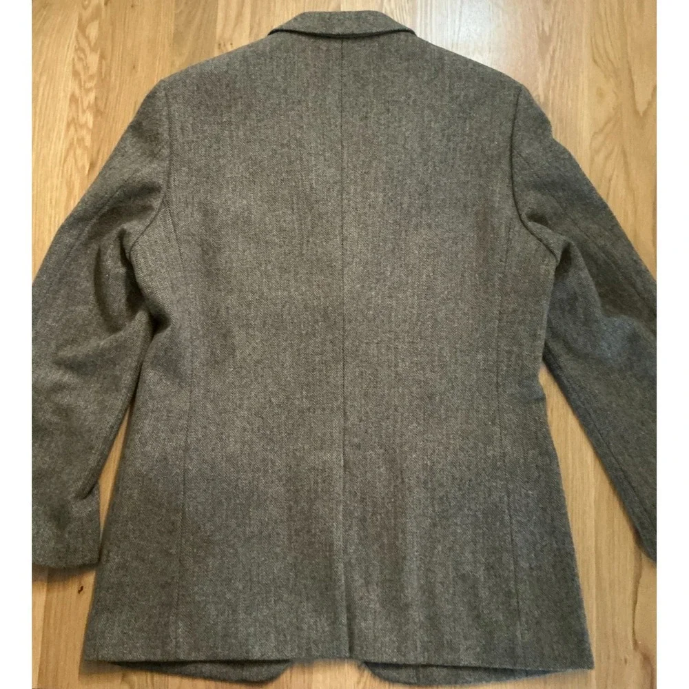 J. Crew 42L Brown Herringbone Wool Blazer #03790 Dark Academia Professor Classic